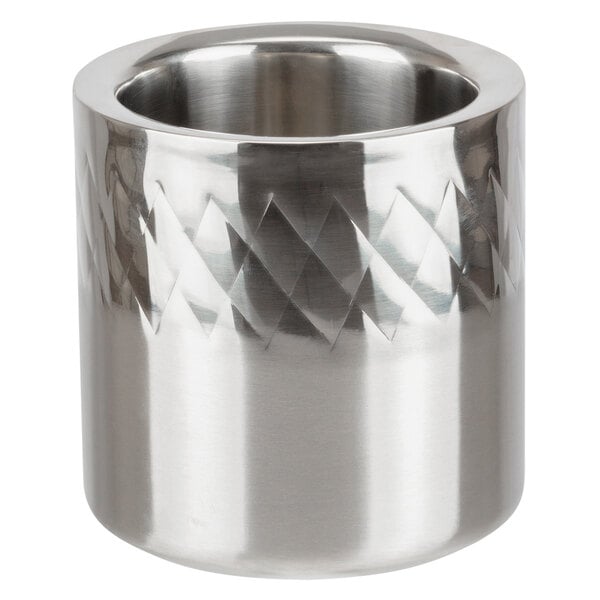 A silver Bon Chef stainless steel container with a diamond pattern.