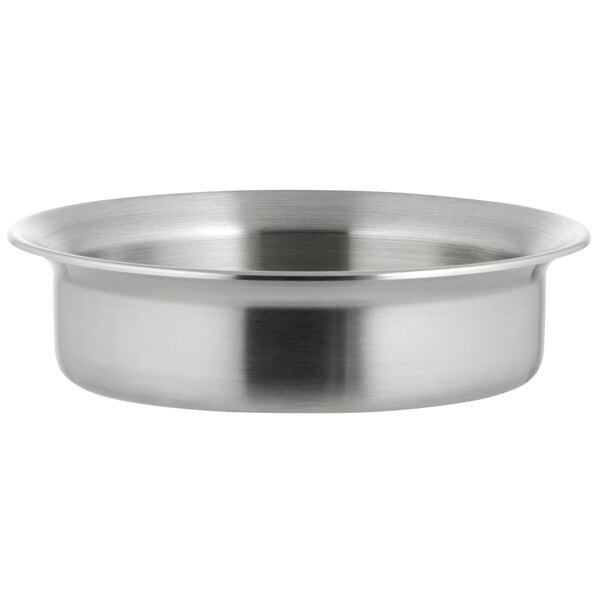 A close-up of a silver Bon Chef stainless steel bowl.