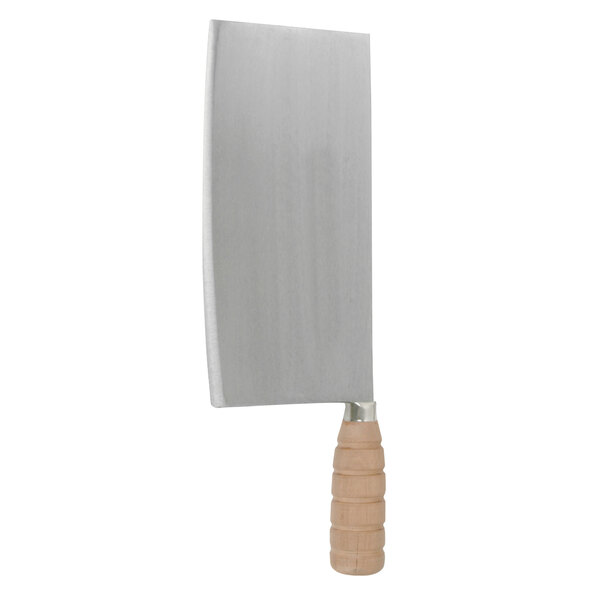 A large Thunder Group Wan Woo knife with a wooden handle.
