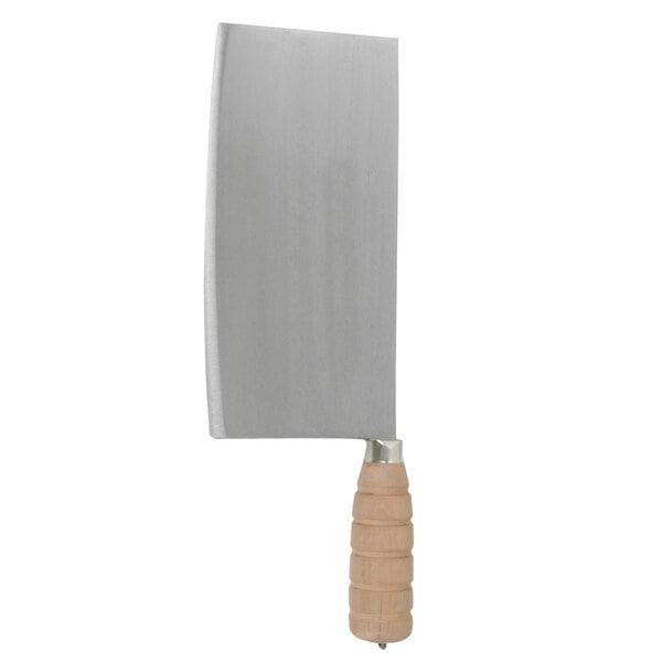 A Thunder Group Chinese bone cleaver with a wooden handle.