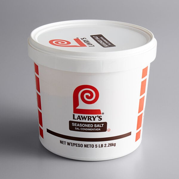 A white Lawry's container with red and black text.