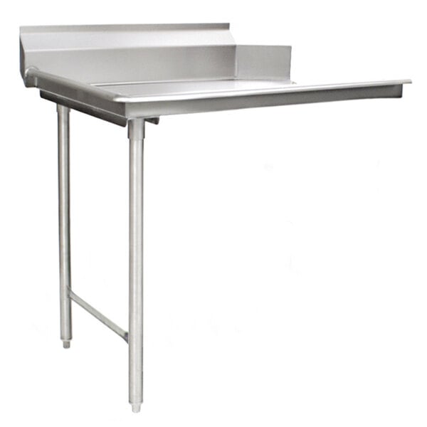 An Eagle Group stainless steel dishtable with a rectangular top and legs.