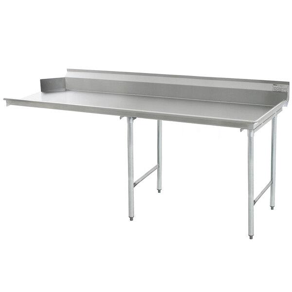 A Eagle Group 96" stainless steel dishtable with legs.