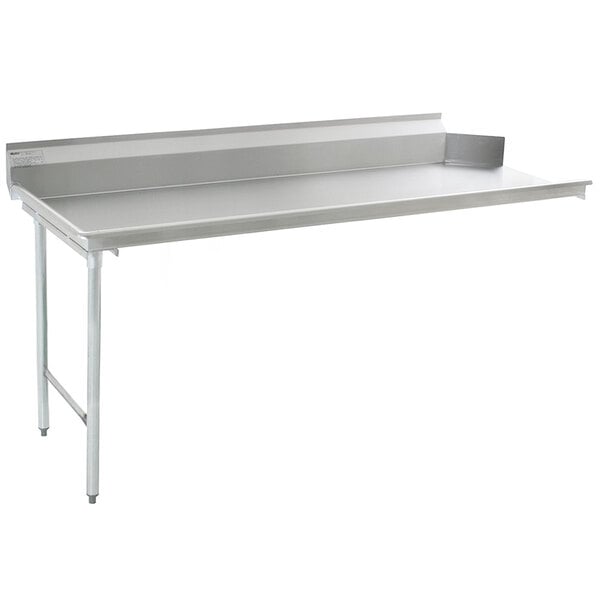 A stainless steel Eagle Group dish table with shelves.