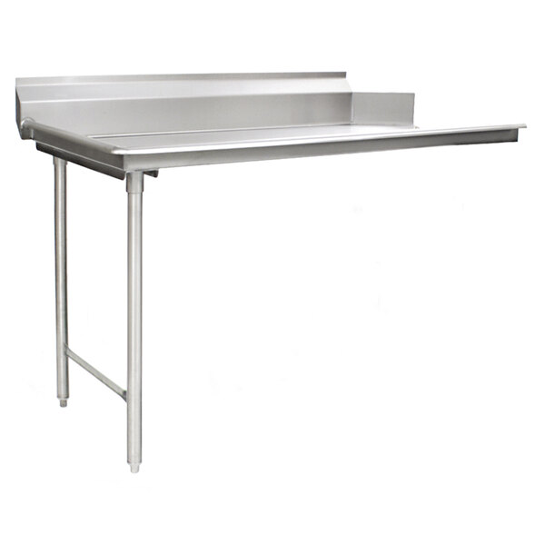 A Eagle Group stainless steel dishtable with legs.