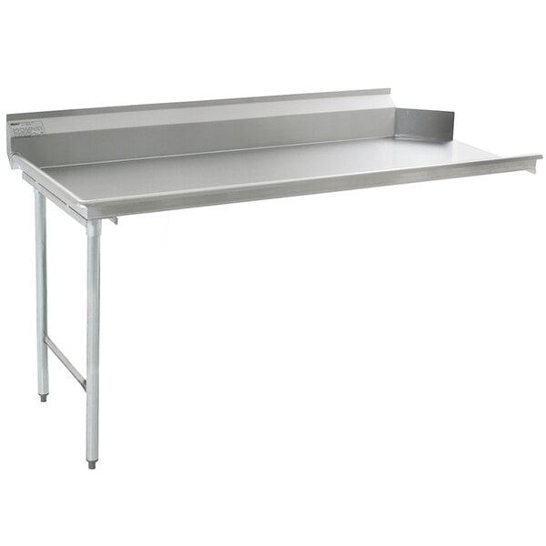 A stainless steel Eagle Group dishtable with a metal shelf.