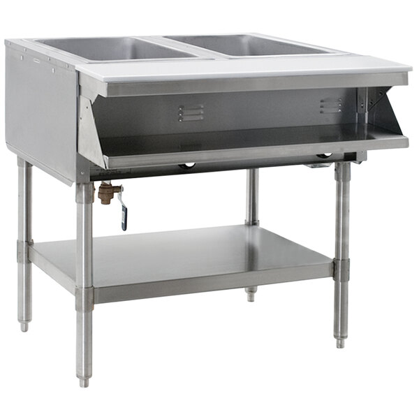 A stainless steel Eagle Group hot food table with an undershelf.