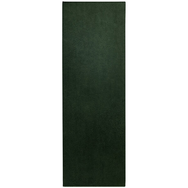 A black rectangular menu cover with a green border and customizable inserts.