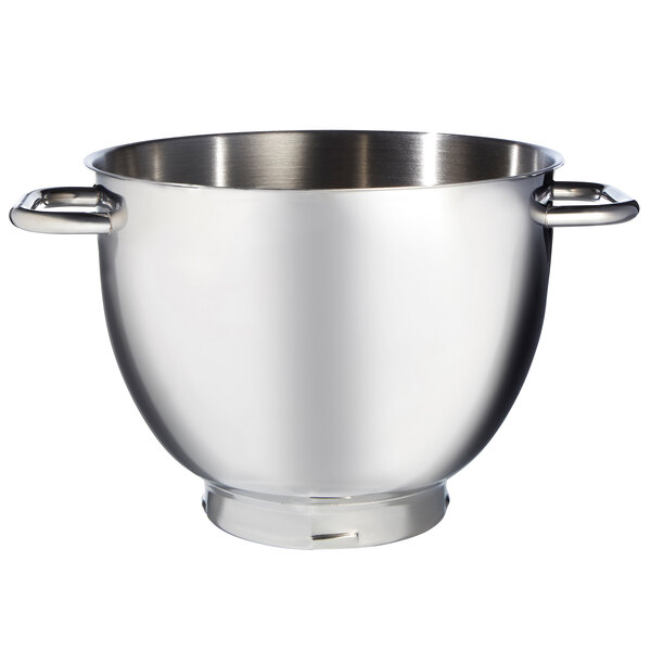 A silver Hamilton Beach stainless steel mixing bowl with handles.