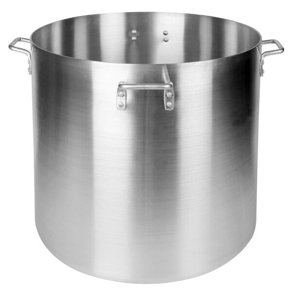 A Thunder Group 200 Qt. Heavy Weight Aluminum Stock Pot with handles.