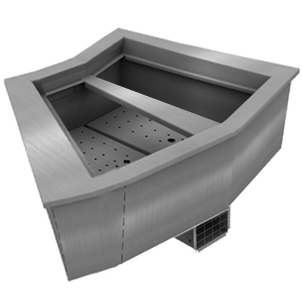 A metal rectangular Delfield drop-in cold food well with vents.