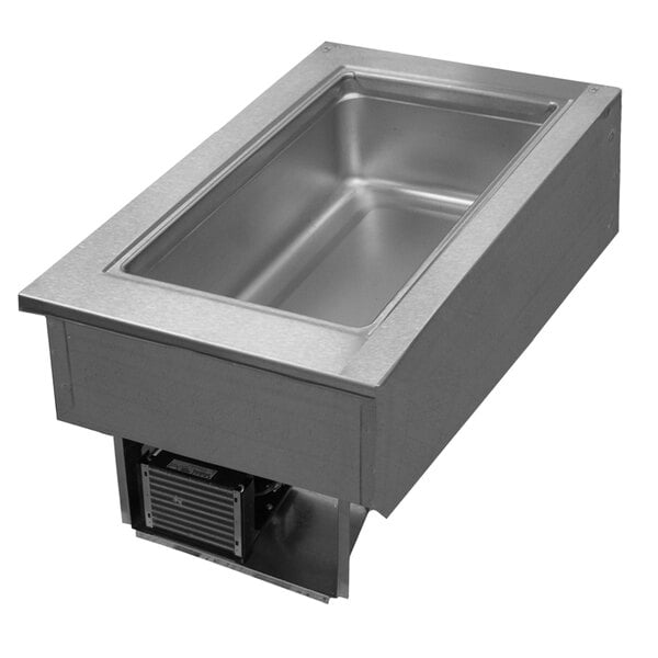 A Delfield stainless steel rectangular drop-in refrigerated cold food well.