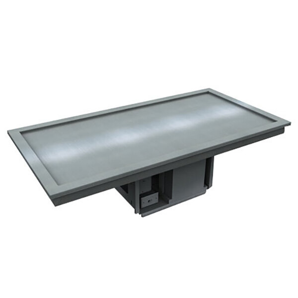 A grey rectangular Delfield frost top table.