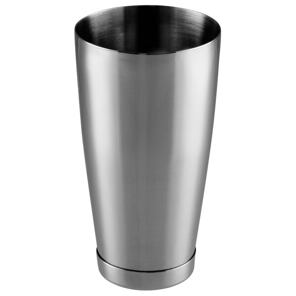 A Barfly stainless steel half size cocktail shaker tin.