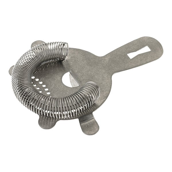 A Barfly vintage Hawthorne strainer with a wire handle and metal prongs.
