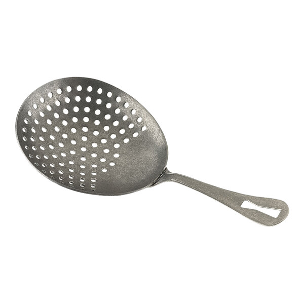 A Barfly vintage julep strainer with holes in it.