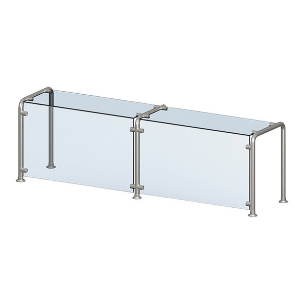 Vollrath 98650 45" Contemporary Style Single-Sided Cafeteria Three Well Breath / Sneeze Guard with Top Shelf