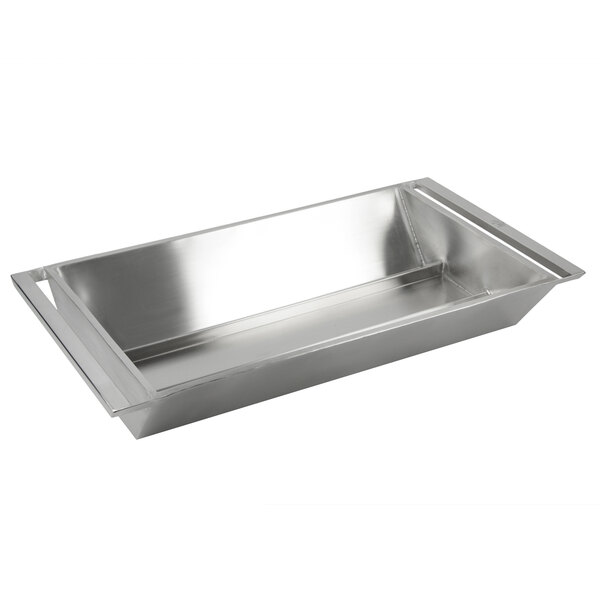 A silver rectangular stainless steel Bon Chef beverage tub.