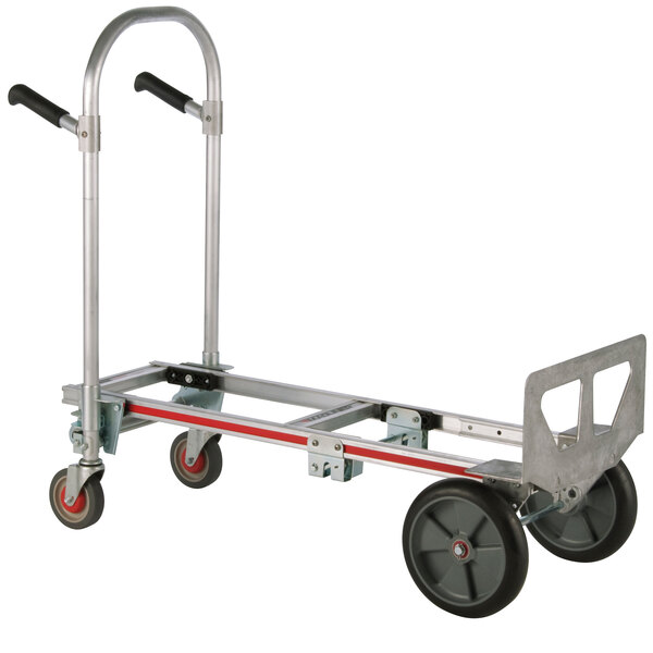 A silver Magliner hand truck with two wheels and dual handles.