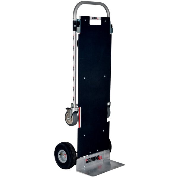 A black and silver Magliner XL 2-in-1 convertible hand truck with wheels and a U-loop handle.