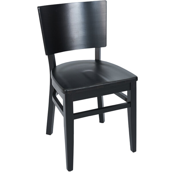 A BFM Seating Aston black beechwood chair with a black seat.