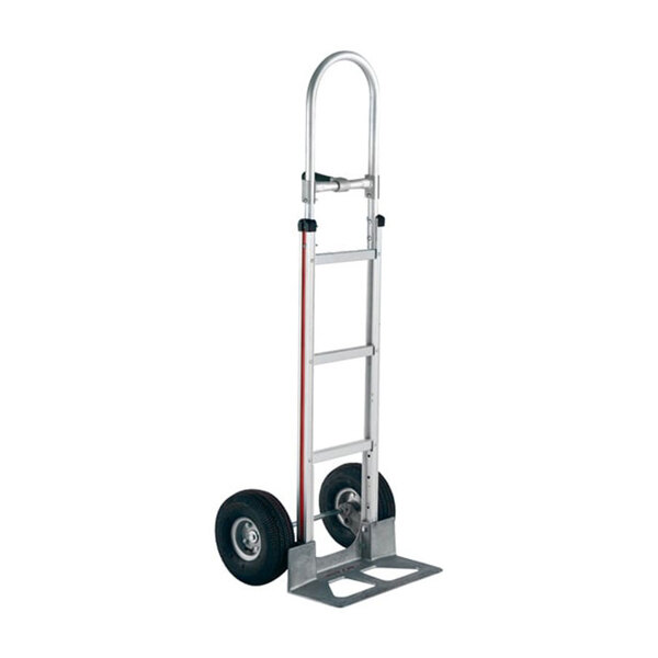 A silver Magliner hand truck with black pneumatic wheels and a single grip handle.
