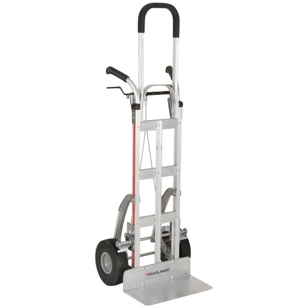 A Magliner hand truck with dual handles and wheels.