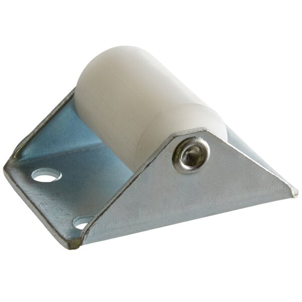 A white Galaxy roller plate caster with a metal base.