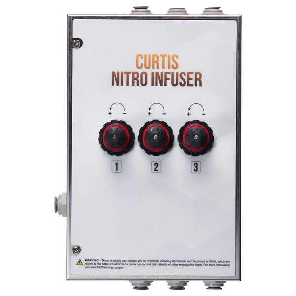The control panel for the Curtis Nitro Infuser Box with 3 Heads.