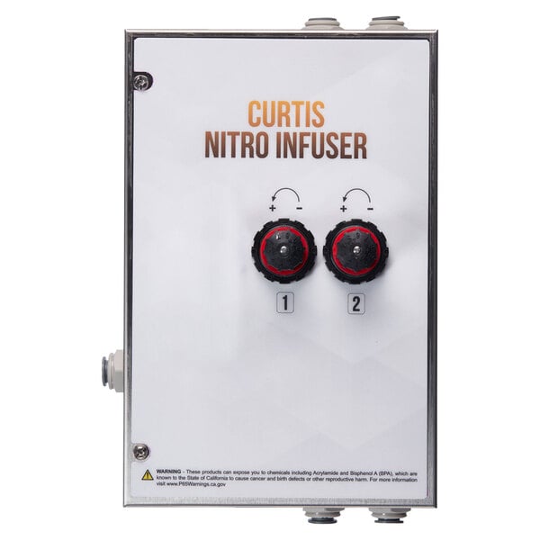 A white Curtis Nitro Infuser box with black knobs.