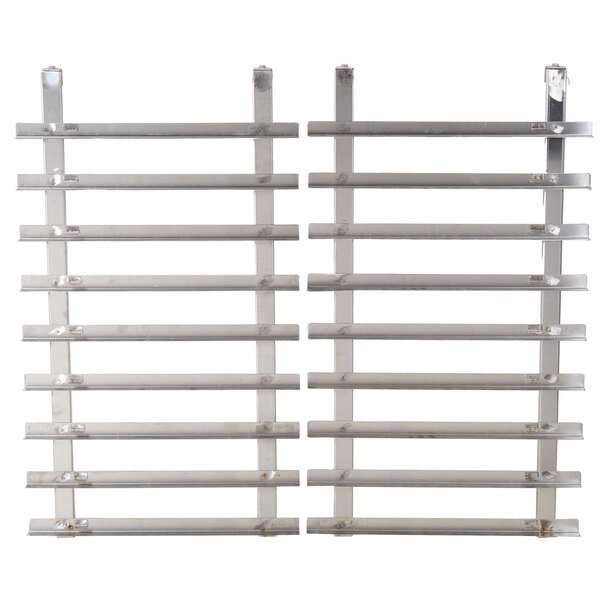 A pair of metal racks with different sizes and shapes.