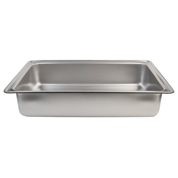 A Vollrath stainless steel dripless steam table water pan.