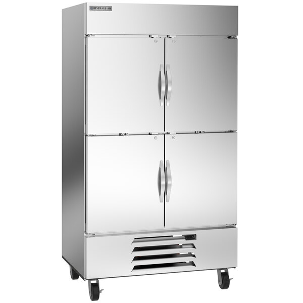 A silver stainless steel Beverage-Air Horizon Series 2-door reach-in freezer.