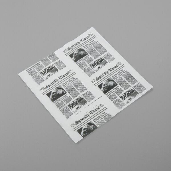 American Metalcraft white newspaper print paper with black and white images on it.