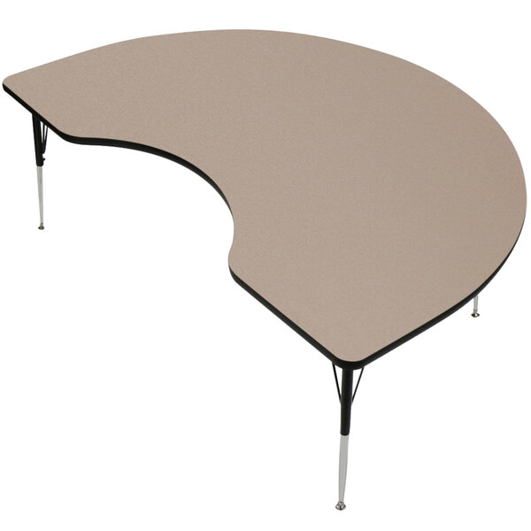 A Correll Kidney Savannah Sand Finish Activity Table with adjustable height.