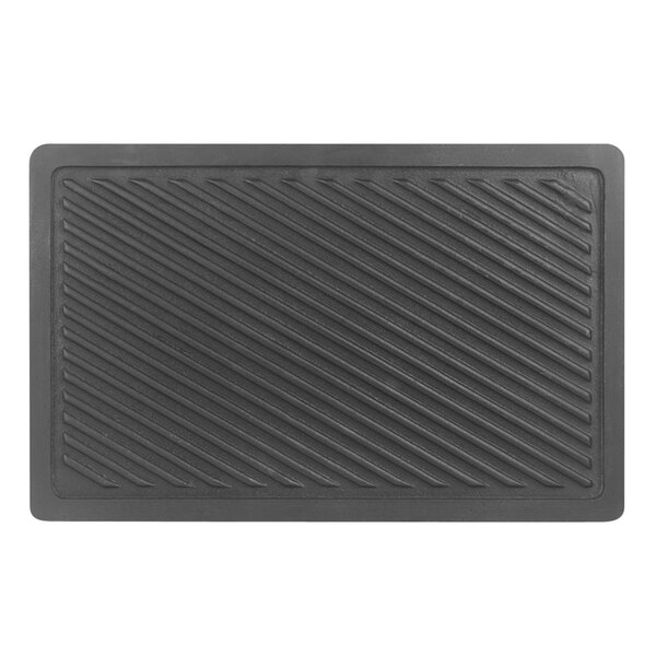 A black rectangular Teflon griddle with a diagonal pattern on the top.