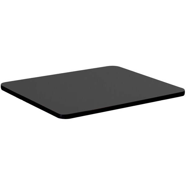 A black square Correll table top with a granite finish.