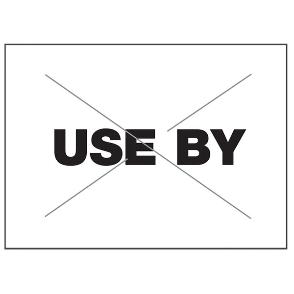 A white rectangular label with black text reading "USE BY"