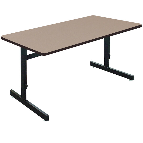 A rectangular table with black legs.