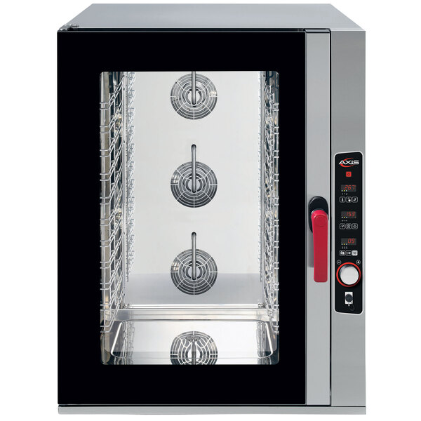 An Axis full size combi oven with four glass doors.
