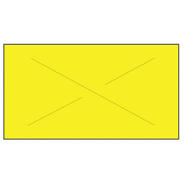 A yellow rectangular label with a black cross.