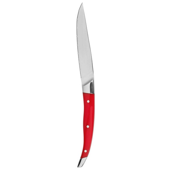 A Chef & Sommelier Imperial steak knife with a red handle and silver blade.