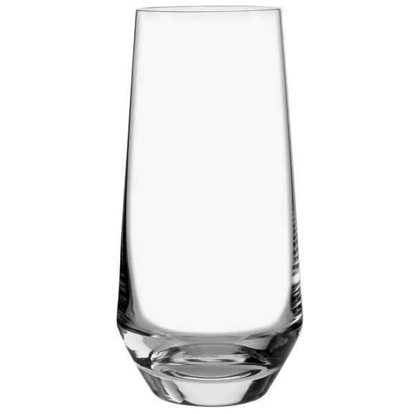 A Chef & Sommelier highball glass filled with a clear liquid.