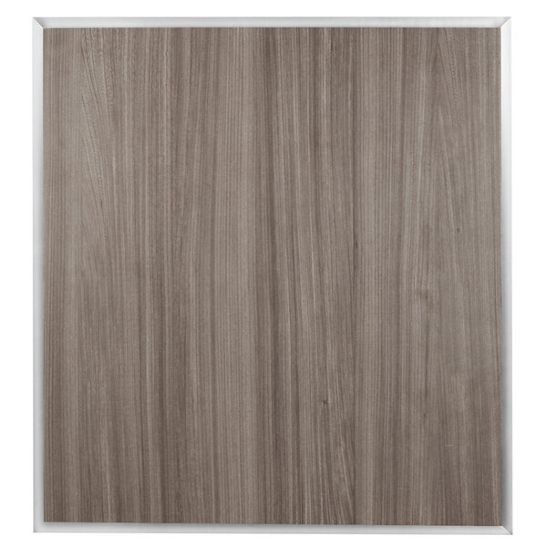 A grey wood laminate panel with a silver frame.