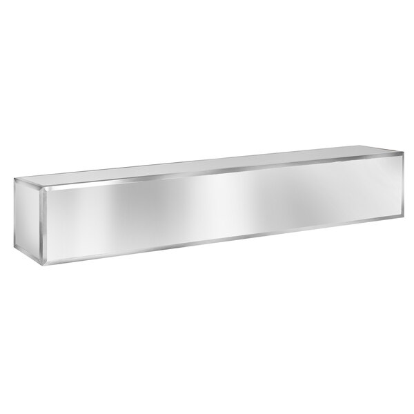 An Eastern Tabletop brushed stainless steel bar top shelf.