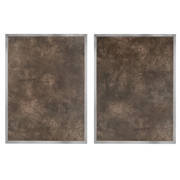Two Eastern Tabletop textured laminate side panels with brown frames.