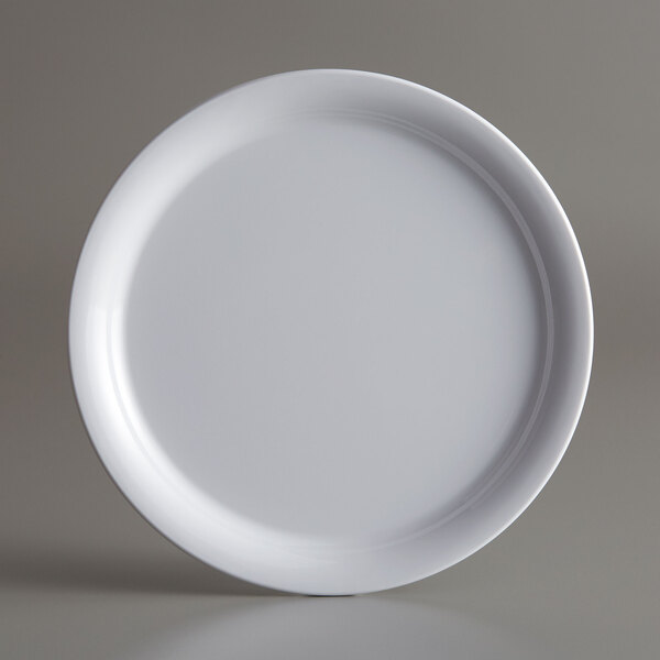 An American Metalcraft Jane Collection white melamine plate with a white rim.