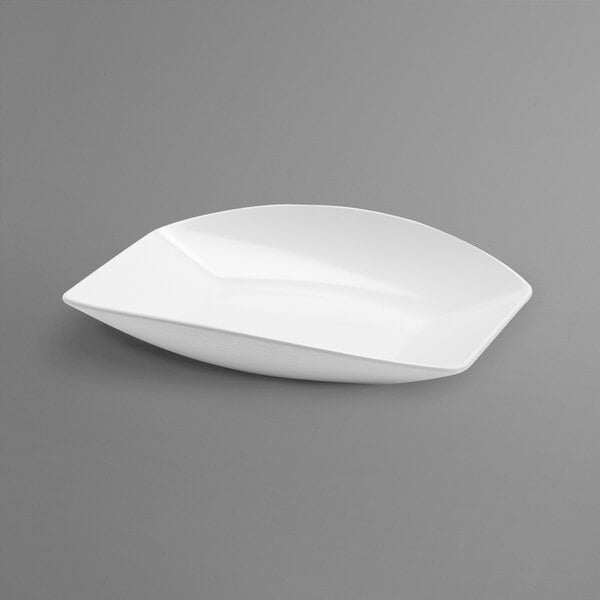 A white rectangular melamine bowl.