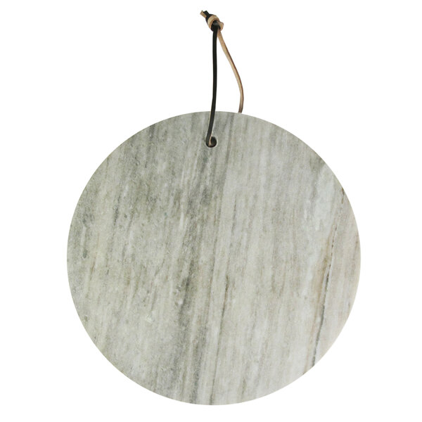 An American Atelier beige marble round serving board with a marbled circle design.