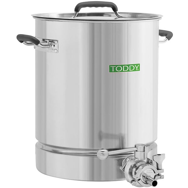 A Toddy Pro Series stainless steel pot with a lid and a handle.